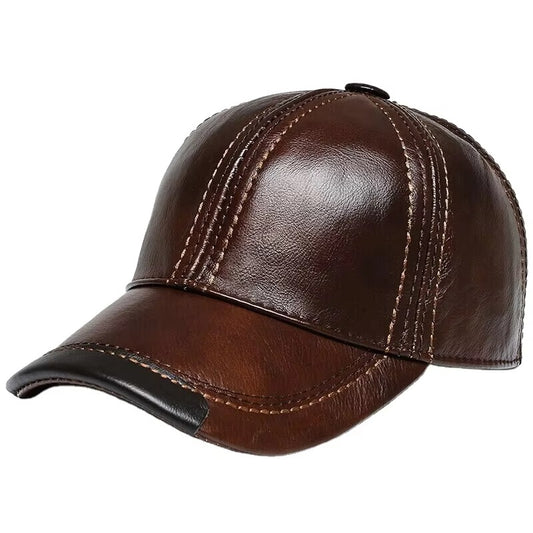 100% Imported Leather Baseball Cap Warm Thin 6 Panel Design Vintage Sporty Style Breathable Fashionable Customizable Printed